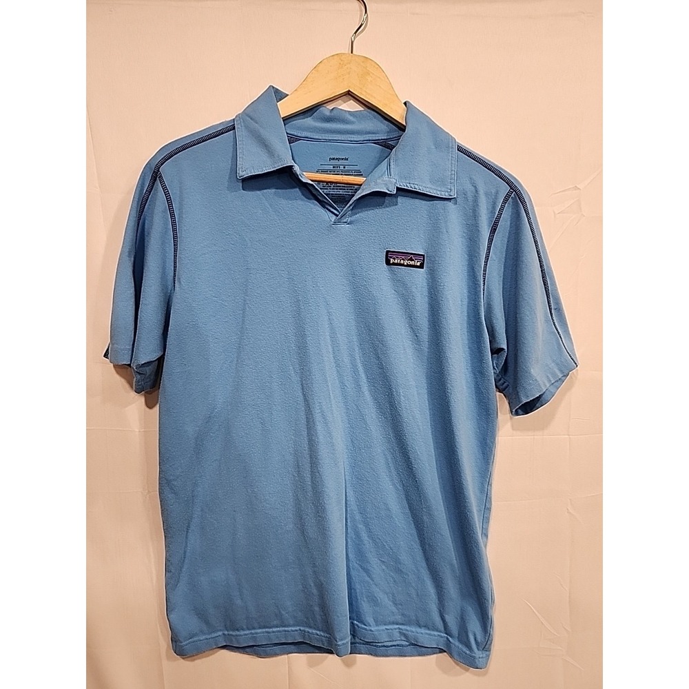 Patagonia Stretch Polo Mens M, Short Sleeve Blue, Collared Polo Shirt
